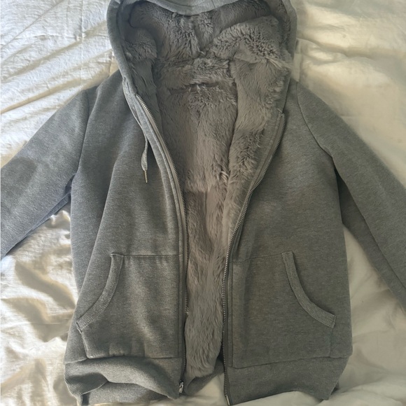 Rabbit fur lined zip up sweatshirt - Picture 3 of 3